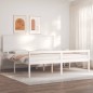 vidaXL Cama personas mayores cabecero madera maciza blanco 200x200 cm vidaXL Cama personas mayores cabecero madera maciza blanco 200x200 cm