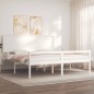 vidaXL Cama personas mayores cabecero madera maciza blanco 200x200 cm vidaXL Cama personas mayores cabecero madera maciza blanco 200x200 cm