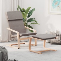 vidaXL Sillón de relax con taburete de tela gris taupé