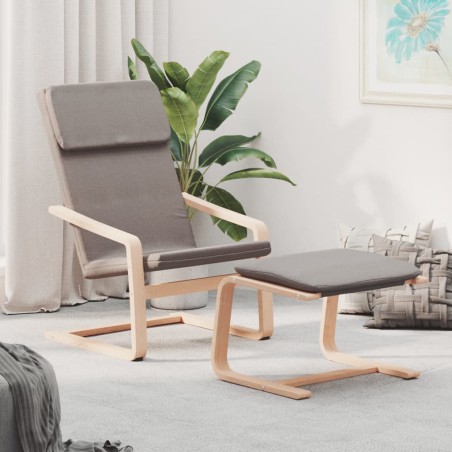 vidaXL Sillón de relax con taburete de tela gris taupé
