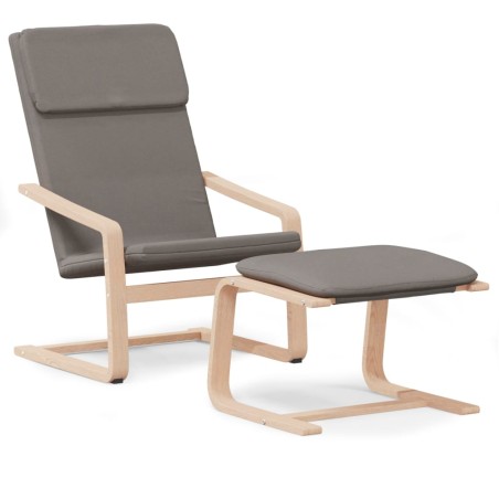 vidaXL Sillón de relax con taburete de tela gris taupé