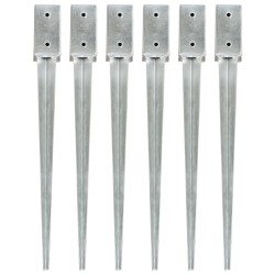 vidaXL Picas de tierra 6 uds acero galvanizado plateado 7x7x75 cm