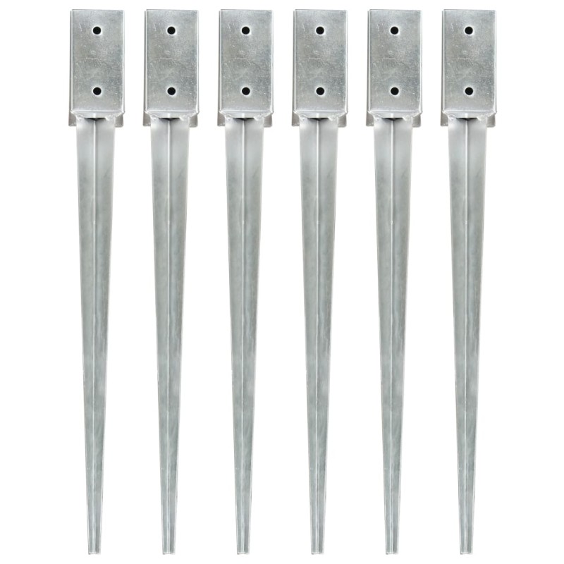 vidaXL Picas de tierra 6 uds acero galvanizado plateado 7x7x75 cm vidaXL Picas de tierra 6 uds acero galvanizado plateado 7x7x75 cm