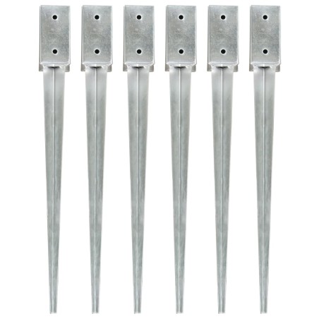 vidaXL Picas de tierra 6 uds acero galvanizado plateado 7x7x75 cm
