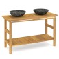 vidaXL Tocador de baño madera maciza de teca con lavabos mármol negro vidaXL Tocador de baño madera maciza de teca con lavabos mármol negro