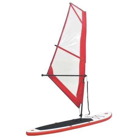 vidaXL Tabla de paddle surf inflable con vela roja y blanca