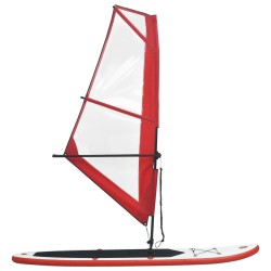 vidaXL Tabla de paddle surf inflable con vela roja y blanca