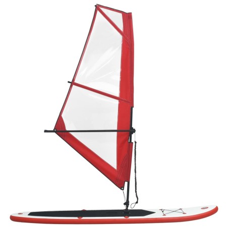 vidaXL Tabla de paddle surf inflable con vela roja y blanca