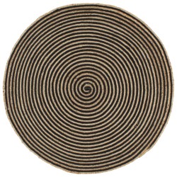 vidaXL Alfombra de yute tejida a mano diseño espiral negro 90 cm