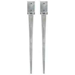 vidaXL Picas de tierra 2 uds acero galvanizado plateado 9x9x90 cm