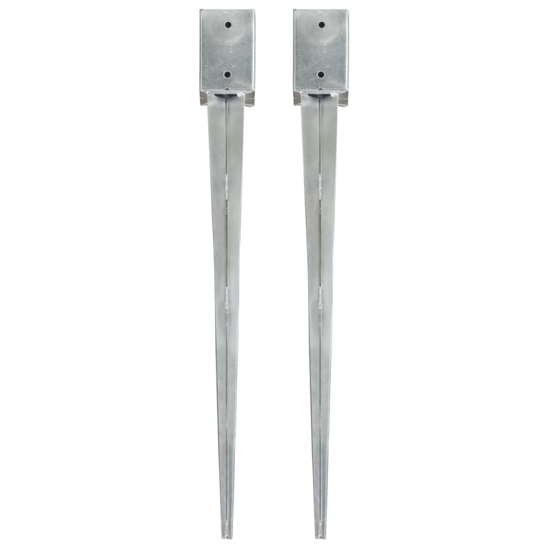 vidaXL Picas de tierra 2 uds acero galvanizado plateado 9x9x90 cm vidaXL Picas de tierra 2 uds acero galvanizado plateado 9x9x90 cm