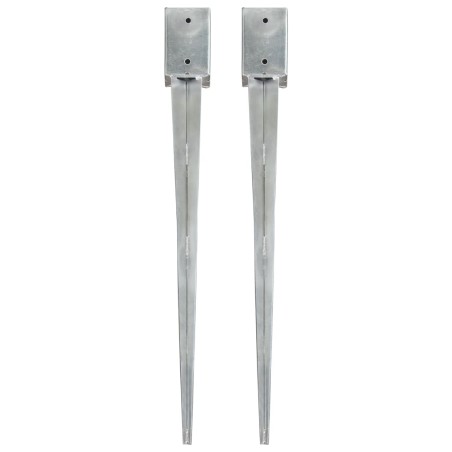 vidaXL Picas de tierra 2 uds acero galvanizado plateado 9x9x90 cm