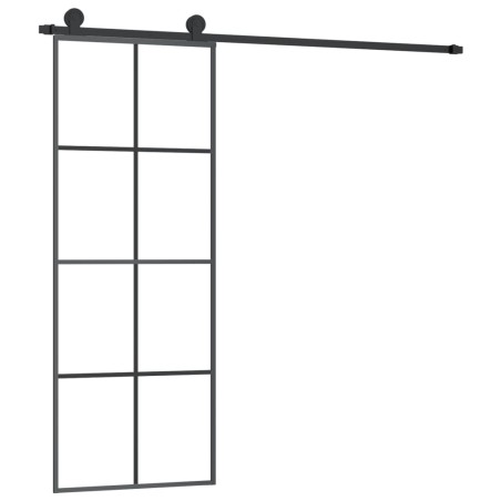 vidaXL Puerta corredera con set herrajes vidrio ESG aluminio 76x205 cm