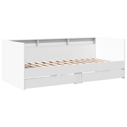 vidaXL Tumbona con cajones madera de ingeniería blanco 100x200 cm