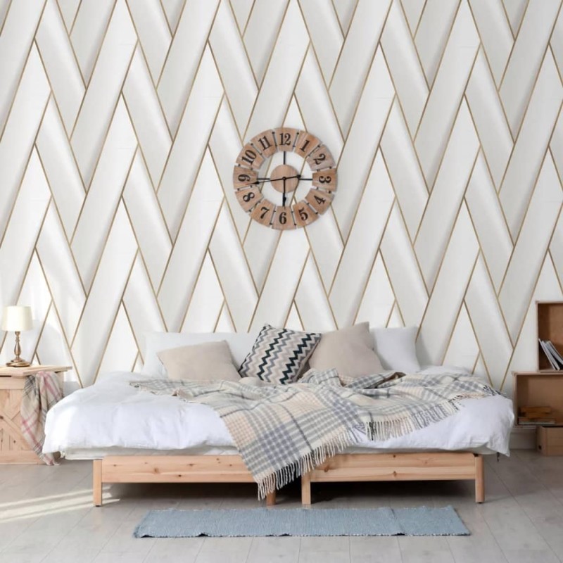 DUTCH WALLCOVERINGS Papel pintado Geometric blanco y dorado DUTCH WALLCOVERINGS Papel pintado Geometric blanco y dorado