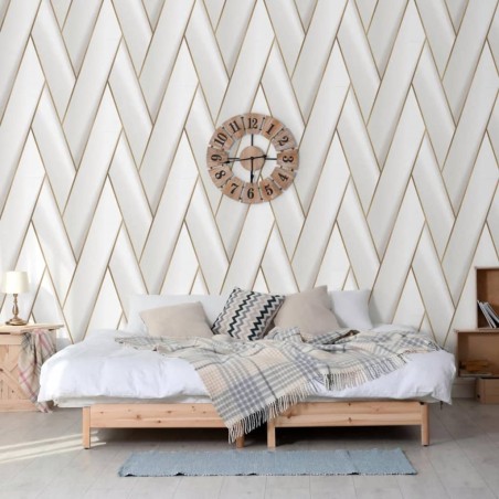 DUTCH WALLCOVERINGS Papel pintado Geometric blanco y dorado