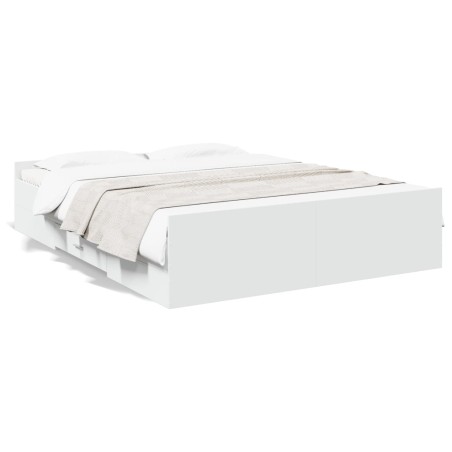 vidaXL Estructura cama con cajones madera ingeniería blanca 150x200 cm