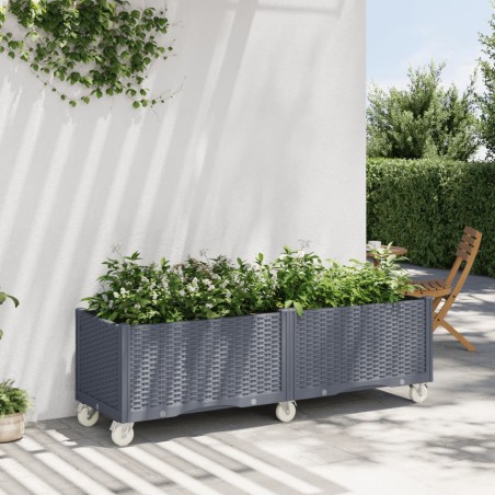 vidaXL Jardinera con ruedas PP gris 160x50x54 cm