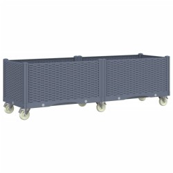 vidaXL Jardinera con ruedas PP gris 160x50x54 cm