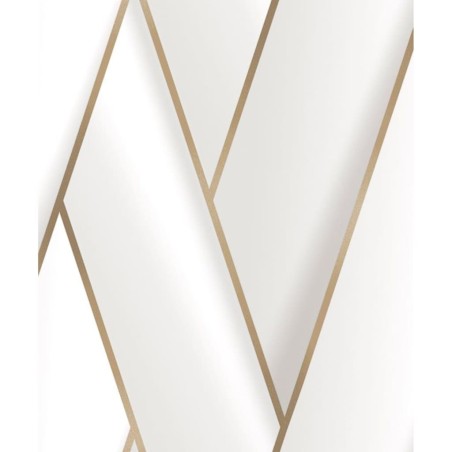 DUTCH WALLCOVERINGS Papel pintado Geometric blanco y dorado