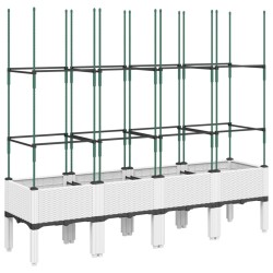 vidaXL Jardinera con enrejado PP blanco 160x40x142,5 cm