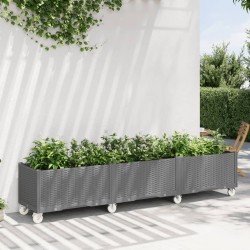 vidaXL Jardinera con ruedas PP gris claro 240x50x54 cm