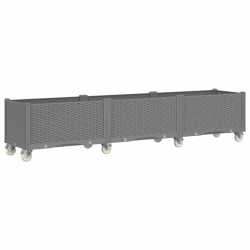 vidaXL Jardinera con ruedas PP gris claro 240x50x54 cm