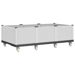 vidaXL Jardinera con ruedas PP blanco 150x80x54 cm