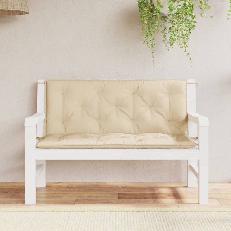 vidaXL Cojines de banco de jardín 2 uds tela Oxford beige 120x50x7 cm vidaXL Cojines de banco de jardín 2 uds tela Oxford beige 120x50x7 cm