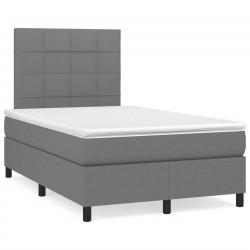 vidaXL Cama box spring con colchón tela gris oscuro 120x190 cm