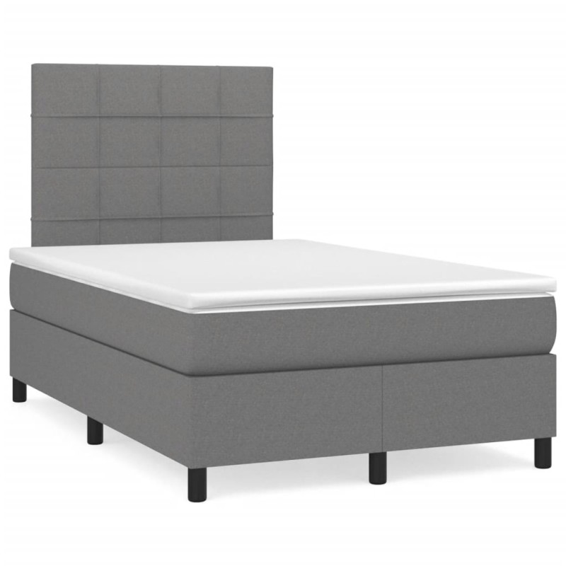 vidaXL Cama box spring con colchón tela gris oscuro 120x190 cm vidaXL Cama box spring con colchón tela gris oscuro 120x190 cm
