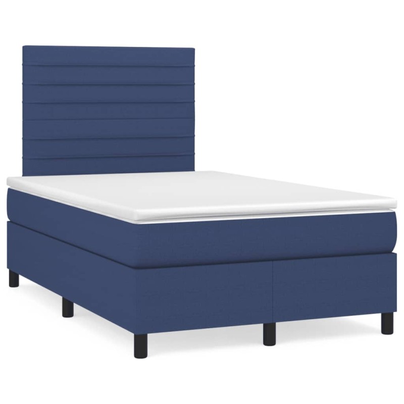 vidaXL Cama box spring con colchón tela azul 120x190 cm