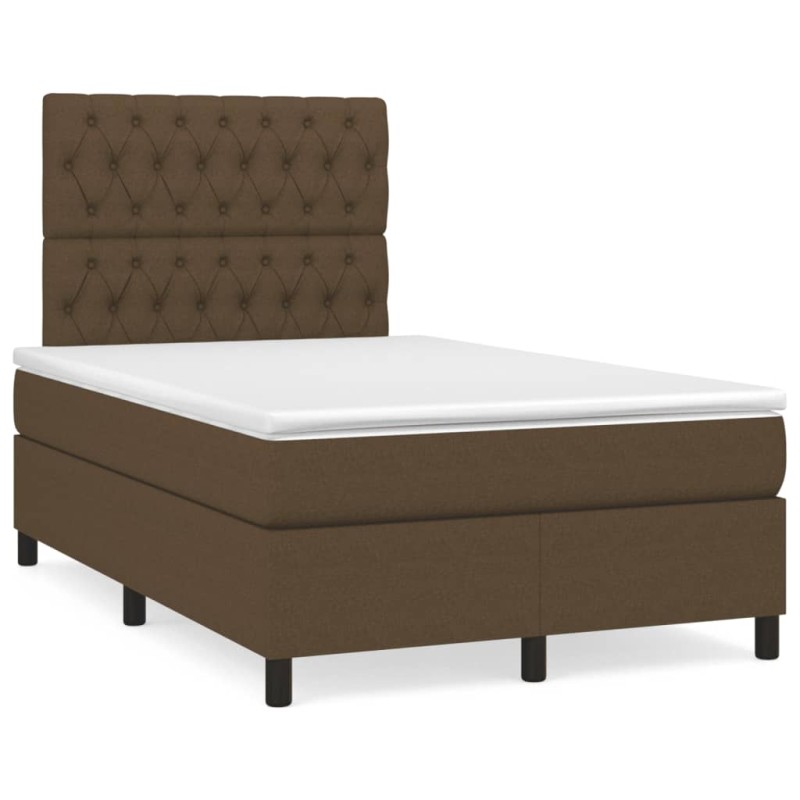 vidaXL Cama box spring con colchón tela marrón oscuro 120x190 cm vidaXL Cama box spring con colchón tela marrón oscuro 120x190 cm