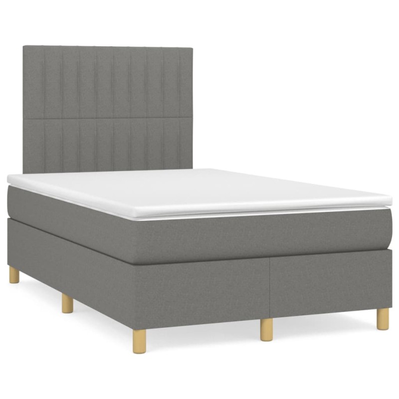 vidaXL Cama box spring con colchón tela gris oscuro 120x190 cm