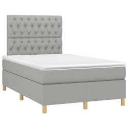 vidaXL Cama box spring con colchón tela gris claro 120x190 cm