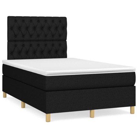 vidaXL Cama box spring con colchón tela negro 120x190 cm