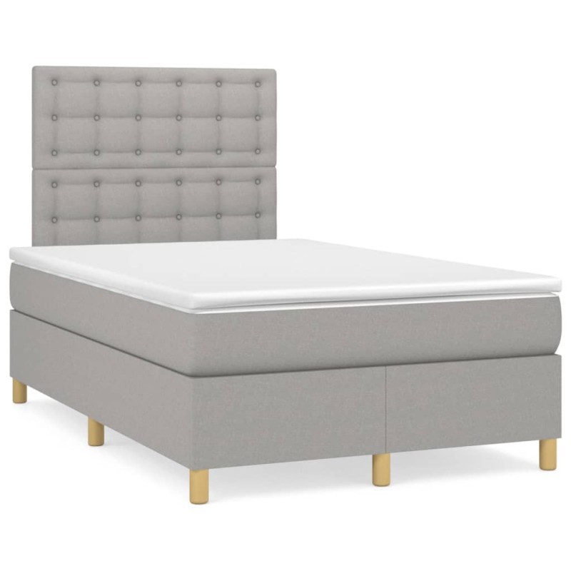 vidaXL Cama box spring con colchón tela gris claro 120x190 cm vidaXL Cama box spring con colchón tela gris claro 120x190 cm