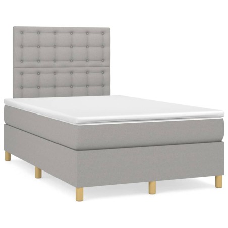 vidaXL Cama box spring con colchón tela gris claro 120x190 cm