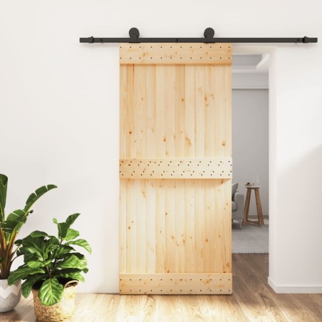 vidaXL Puerta corredera con herrajes madera maciza de pino 95x210 cm