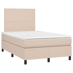 vidaXL Cama box spring con colchón cuero sintético capuchino 120x190cm