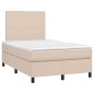 vidaXL Cama box spring con colchón cuero sintético capuchino 120x190cm vidaXL Cama box spring con colchón cuero sintético capuchino 120x190cm