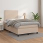 vidaXL Cama box spring con colchón cuero sintético capuchino 120x190cm vidaXL Cama box spring con colchón cuero sintético capuchino 120x190cm