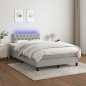 vidaXL Cama box spring con colchón y LED tela gris claro 120x190 cm vidaXL Cama box spring con colchón y LED tela gris claro 120x190 cm