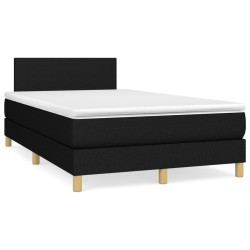 vidaXL Cama box spring con colchón y luces LED tela negro 120x190 cm