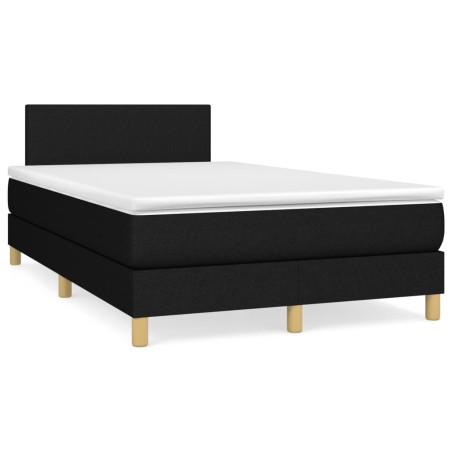vidaXL Cama box spring con colchón y luces LED tela negro 120x190 cm