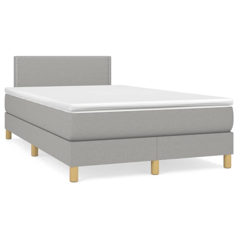 vidaXL Cama box spring con colchón y LED tela gris claro 120x190 cm vidaXL Cama box spring con colchón y LED tela gris claro 120x190 cm