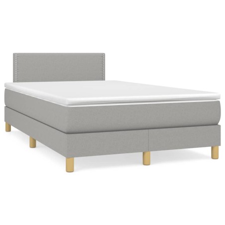 vidaXL Cama box spring con colchón y LED tela gris claro 120x190 cm