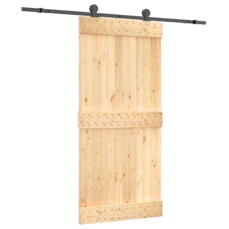 vidaXL Puerta corredera con herrajes madera maciza de pino 95x210 cm