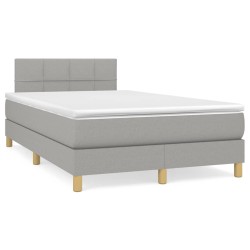 vidaXL Cama box spring con colchón y LED tela gris claro 120x190 cm