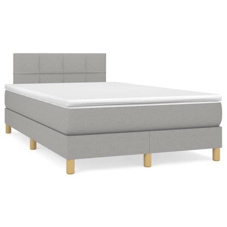 vidaXL Cama box spring con colchón y LED tela gris claro 120x190 cm